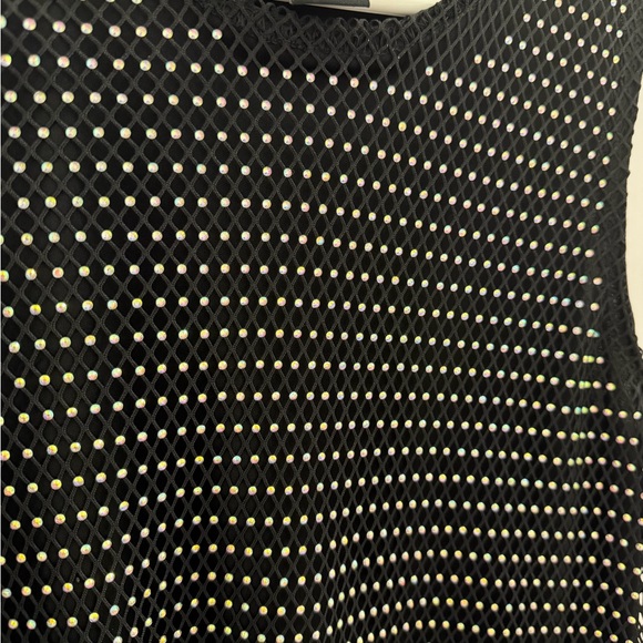 Rachel Zoe Black Rhinestone Mesh Top | XS Fits S–M | Modeled on Size M - Picture 8 of 10